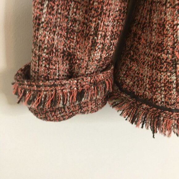 New York & Company Womens TWEED Blazer Size 8 Multicolor 3/4 Sleeve Snap FRINGE - Picture 7 of 11